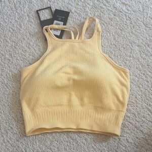 Bo + Tee Yellow Ribbed Crop bra (padded